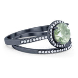 Two Piece Round Natural Stone Bridal Ring