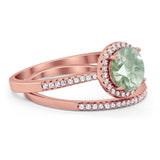 Two Piece Round Natural Stone Bridal Ring