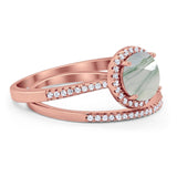Two Piece Round Natural Stone Bridal Ring