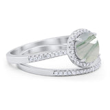 Two Piece Round Natural Stone Bridal Ring
