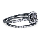 Two Piece Round Natural Stone Ring