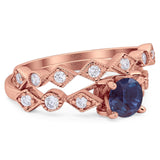 Two Piece Round Natural Stone Bridal Ring