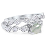 Two Piece Round Natural Stone Bridal Ring