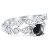 Two Piece Round Natural Stone Bridal Ring