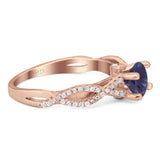 Art Deco Round Natural Stone Solitaire Ring