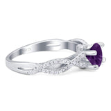 Art Deco Round Natural Stone Solitaire Ring