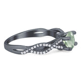 Art Deco Round Natural Stone Solitaire Ring