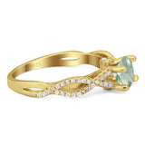 Art Deco Round Natural Stone Solitaire Ring
