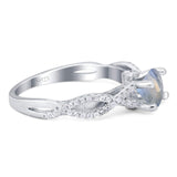 Art Deco Round Natural Stone Solitaire Ring