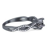 Art Deco Round Natural Stone Solitaire Ring