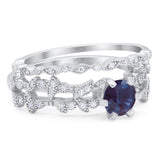 Two Piece Round Natural Stone Floral Ring