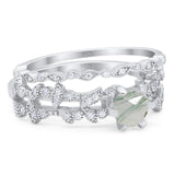 Two Piece Round Natural Stone Floral Ring