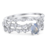 Two Piece Round Natural Stone Floral Ring