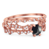 Two Piece Round Natural Stone Floral Ring