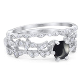 Two Piece Round Natural Stone Floral Ring