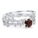 Two Piece Round Natural Stone Floral Ring