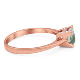 Minimalist Round Natural Stone Solitaire Ring