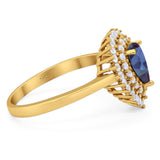 Pear Teardrop Natural Stone Halo Ring