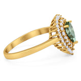 Pear Teardrop Natural Stone Halo Ring