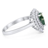 Pear Teardrop Natural Stone Halo Ring