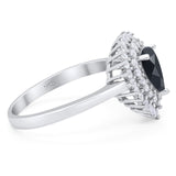 Pear Teardrop Natural Stone Halo Ring
