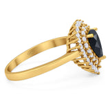 Pear Teardrop Natural Stone Halo Ring