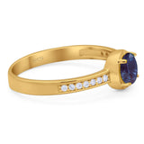 Vintage Style Round Natural Stone Solitaire Ring