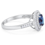 Art Deco Oval Natural Stone Halo Ring