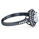 Art Deco Oval Natural Stone Halo Ring