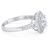 Art Deco Oval Natural Stone Halo Ring