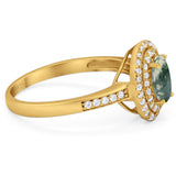 Art Deco Oval Natural Stone Halo Ring