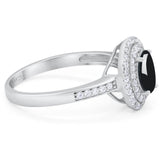 Art Deco Oval Natural Stone Halo Ring