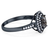 Art Deco Oval Natural Stone Halo Ring