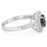 Art Deco Oval Natural Stone Halo Ring