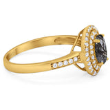 Art Deco Oval Natural Stone Halo Ring