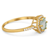Round Natural Stone Hexagonal Ring