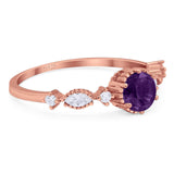Vintage Style Round Natural Stone Beaded Ring