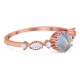 Vintage Style Round Natural Stone Beaded Ring