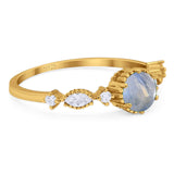 Vintage Style Round Natural Stone Beaded Ring