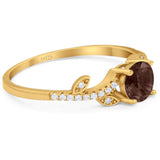 Round Natural Stone Leaf Style Ring