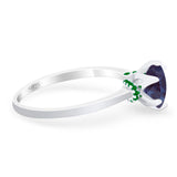 Art Deco Round Natural Stone Halo Ring