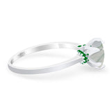 Art Deco Round Natural Stone Halo Ring