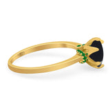 Art Deco Round Natural Stone Halo Ring