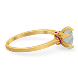 Art Deco Round Natural Stone Halo Ring