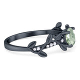 Round Natural Stone Leaf Style Ring