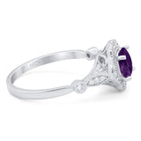 Vintage Style Round Natural Stone Wedding Ring