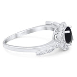 Art Deco Round Natural Stone Flower Ring