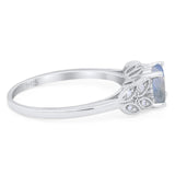 Art Deco Round Natural Stone Leaf Style Ring