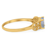 Art Deco Round Natural Stone Leaf Style Ring