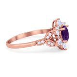 Flower Trillium Round Natural Stone Ring